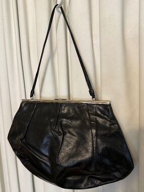 Vintage Black Leather Evening Bag Banana Republic